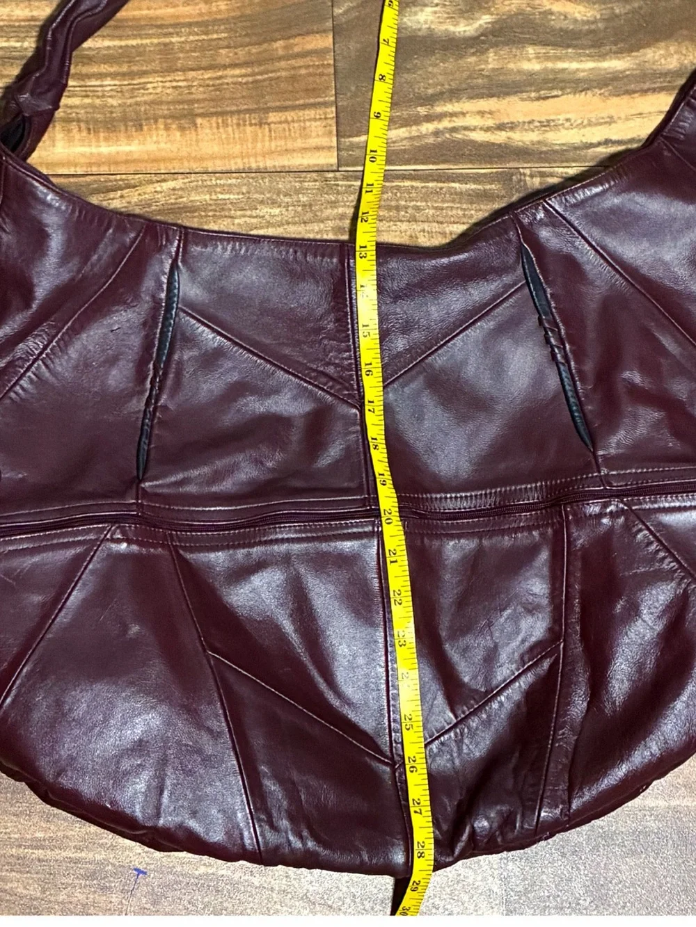 Y2K vtg Monochromatic Patchwork XXL Leather Hobo